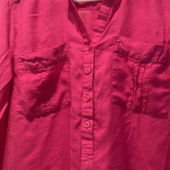 Soft Surroundings 100% rayon button down SZ small hot pink - Picture 2 of 6